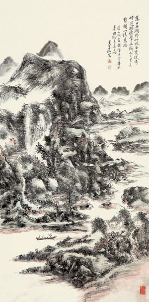 黃賓虹 齊山舊游圖 30x60厘米 中國畫 復制微噴畫心 山水畫