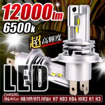 LED ヘッドライト フォグランプ バルブ hi/lo H8 H9 H11 H16 新車検対応 ポンつけ コンパクト 40W 12000LM 6500K 冷却ファンレス 2本