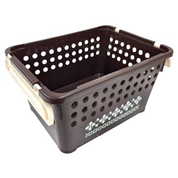 平和工業 極簡可堆疊收納籃 極簡系列  420 x 317 x 227mm  淺型印花棕色  1個  棕色