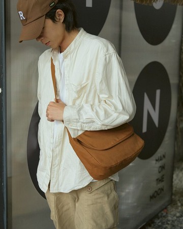 sobag橙色日系簡約通勤斜挎帆布包男中性復古單肩街頭潮酷郵差包