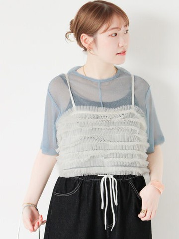 荷葉層次感蝴蝶結綁帶背心(FF46L0A1480) - ehka sopo