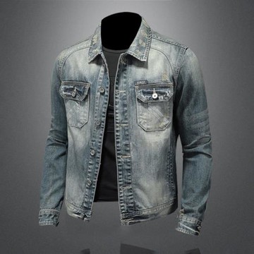 漫威毒液歐美復古做舊水洗經典牛仔夾克男青年街頭帥氣翻領外套潮