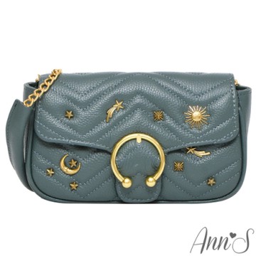 Ann’S日月星辰訂製古銅扣全真皮鍊帶20小方包-瑪瑙藍