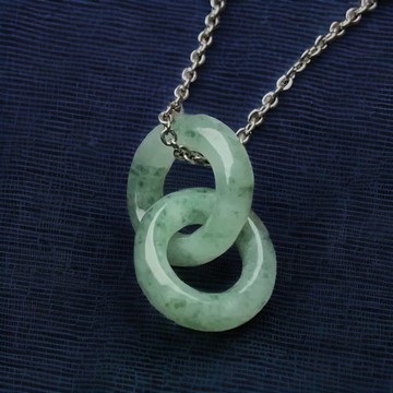 冰飄綠花翡翠同心圓項鍊 | 天然緬甸玉翡翠A貨 | 送禮