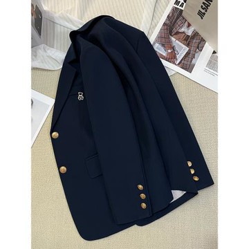 2025年春秋新款時尚氣質寶藏藍西裝外套女韓版網紅休閑女士小西服