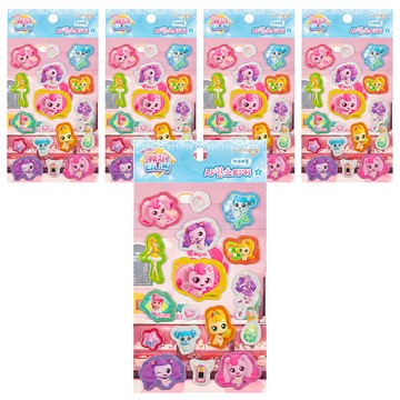 Kumhong Catch! Teenieping 卡通人物閃亮貼紙 第2季 適用年齡: 3歲以上  混合顏色  5個