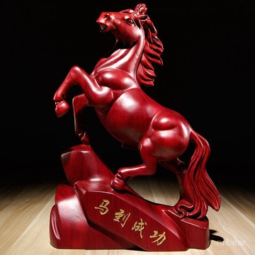 🔥在灣24H🔥木鵰馬擺件 黑檀實木鵰刻 馬到成功擺件 十二生肖擺件 馬純木開擺件 業送禮客擺件 擺件廳裝飾 SPIJ