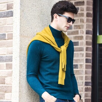 針織衫高領毛衣-純色休閒百搭羊毛男上衣10色73qf1【獨家進口】【米蘭精品】