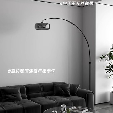 ??意式極簡輕奢高級感落地燈客廳護眼氛圍釣魚燈臥室床頭立式臺燈具