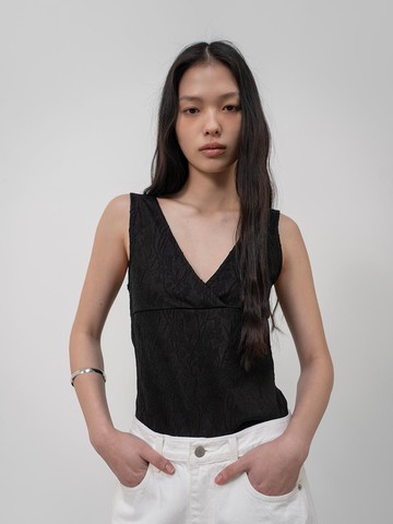 Lauren Jacquard Sleeveless Tank [Black]