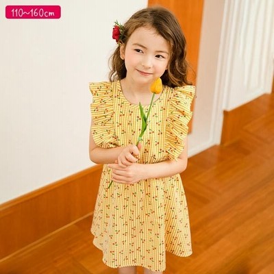 子供服 夏 女の子 ワンピース 小学生 中学生 ノースリーブ 涼しい 快適 夏服 ミニ ショート丈 フリル袖 洋風 可愛い イエロー 黄色 大人っぽい 上品 きれいめ 通販 Lineポイント最大get Lineショッピング
