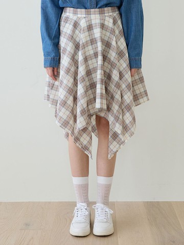 Check Midi Skirt [Light Beige]