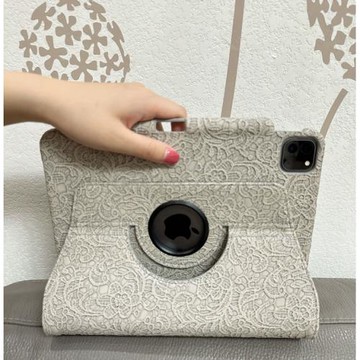 新款ipad2025保護套pro11適用蘋果電腦平板殼10.5寸支架壓花蕾絲帶筆槽iPad Pro高級air輕奢防彎防摔10.9寸16