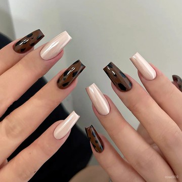 🤩加一超劃祘✨氣質海莉豹紋美甲簡約秋冬手工穿戴貓眼貼片高級新款指甲顯白純手工穿戴甲 FYR5