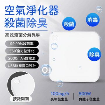 空氣淨化器 車載負離子清淨機 可攜式USB充電 殺菌除臭 500W負離子 家用車內衛生間寵物
