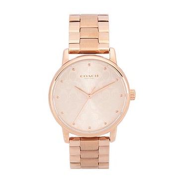 【COACH】滿版logo不鏽鋼腕錶-玫瑰金