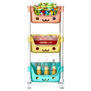 零食收納架 移動收納櫃 塑膠材質 馬卡龍色 三層  1個