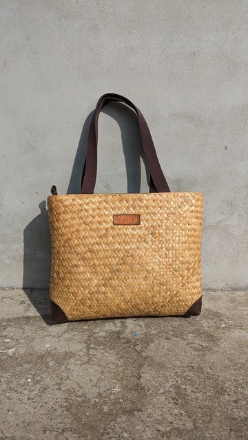 藺草托特包-拉鍊包角款