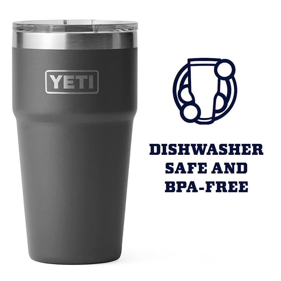 YETI RAMBLER 16 OZ STACKABLE PINT, VACUUM INSULATED, STAINLESS STEEL WITH MAGSLIDER LID, CHARCOAL