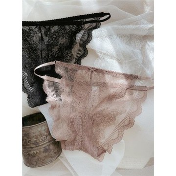 少女性感低腰三角內褲超薄蕾絲邊無痕短褲柔軟透氣棉襠黑色白色