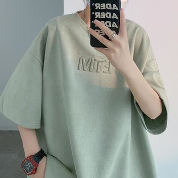 鹿皮絨t恤男夏季薄款圓領體恤高級設計感短袖ins港風寬松半袖上衣