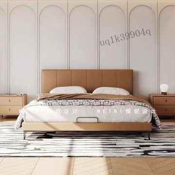 【結實耐用 免稅】意式極簡主臥真皮複古床現代簡約小戶型臥室床高檔輕奢婚床雙人床 6WUP