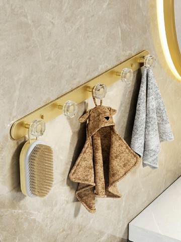 亞克力免打孔掛鉤強力粘膠壁掛衛生間衣帽架墻上門后浴室毛巾粘鉤