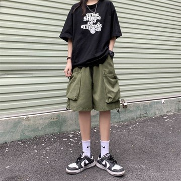 短褲男 純棉 M-3XL 台灣發貨 實拍 大尺碼 純棉斜紋布工裝短褲 大口袋設計 百搭抽繩 工作男生短褲 五分短褲