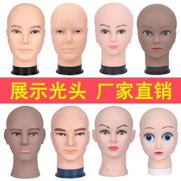 抿嘴男cos假髮頭模支架假人頭模型二次元毛娘造型模特光頭抿嘴哥