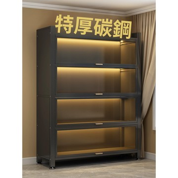 【免運/含稅】 家用收納櫃鋼製儲物櫃臥室書櫃客廳陽臺落地多層帶門置物櫃鐵皮櫃
