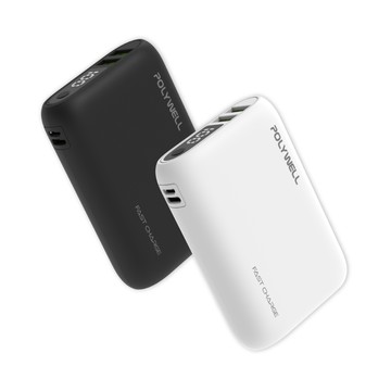 POLYWELL 雙向快充行動電源 10000mAh 18W 雙USB-A+Type-C
