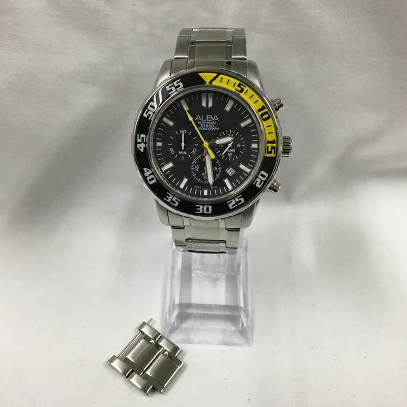 中古】アルバ クロノグラフ メンズ腕時計 ブラック クオーツ 中古】アルバ クロノグラフ メンズ腕時計 ブラック クオーツ