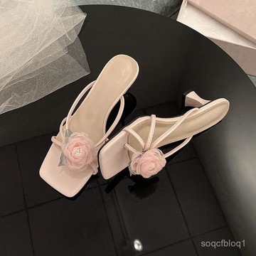 細跟設計感新國風人女版氣質高跟鞋晚風涼鞋僊拖鞋2025年小衆名媛高跟涼鞋 瑪莉珍鞋 高跟鞋 跟鞋 鞋子女 涼拖鞋 上班鞋