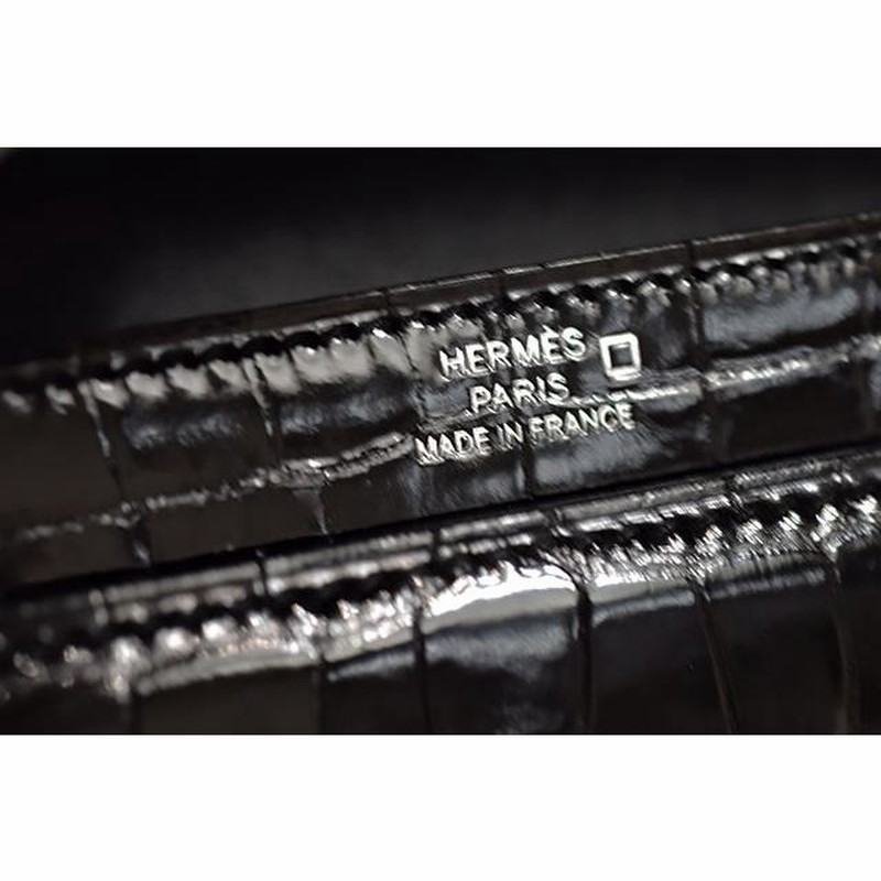 エルメス ヴェルー チェーンミニ 黒 クロコダイル S金具 A刻印  