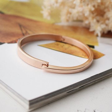 [鈦鋼]真愛相隨鈦鋼情侶設計感勾式手鐲【KTL036】-玫瑰金