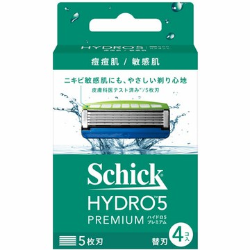 【Schick舒適牌】水次元5 PREMIUM 敏感肌用 刮鬍刀片 4入