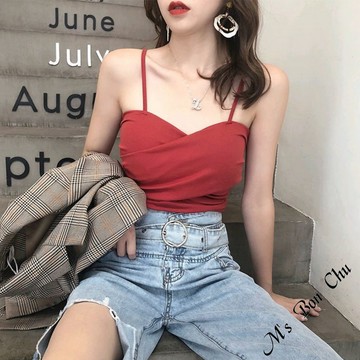 細肩帶扭結小可愛【1026】春夏新款爆乳性感貼身背心 細肩帶背心 爆乳背心 短版背心 扭結背心 女生背心 BonChu