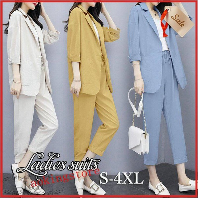 セットアップ レディース パンツスーツ夏 ジャケット ブレザー 上下セット 3点セット スーツ 長袖 オフィス おしゃれ 体型カバー 着痩せ安い 通販 Lineポイント最大0 5 Get Lineショッピング