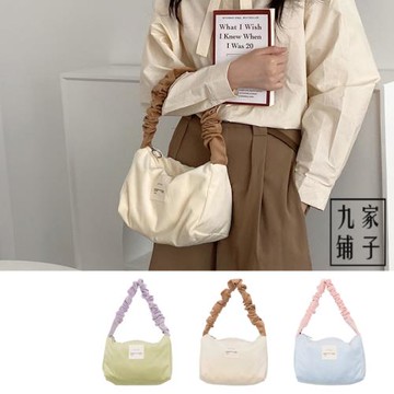 日系糖果色燈芯絨單肩包莫蘭迪撞色腋下包學生休閑手提袋手拎包女