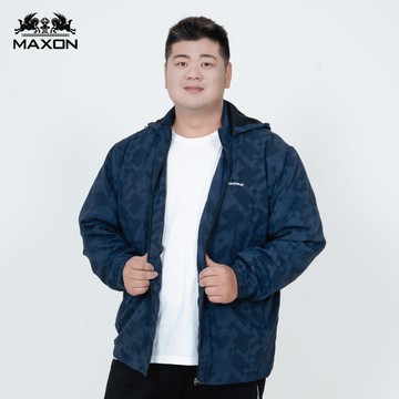 【MAXON大尺碼】大尺碼深藍鐵牛印彈性防撥水活動帽薄外套 2L~6L 89322-58，89323-58