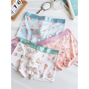 純棉內褲男士粉色可愛卡通四角短褲男生夏季透氣平角褲頭送男朋友