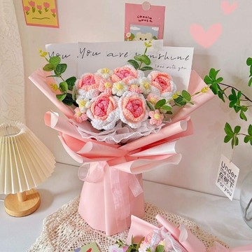 成品毛線編織花束 針織花禮 送禮花束 生日花束 畢業季花束 向日葵花束 母親節花束 母親節禮物\t情人節禮物 畢業禮物
