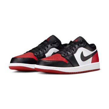 Nike 休閒鞋 Air Jordan 1 低筒 男款 運動鞋 復古鞋 板鞋 男鞋 皮革 白黑紅 553558-161