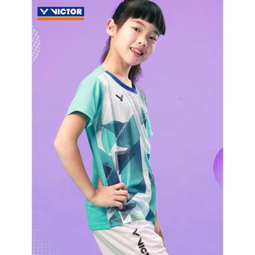 旗艦店正品victor勝利兒童羽毛球服小孩子運動短袖速干T恤男女童