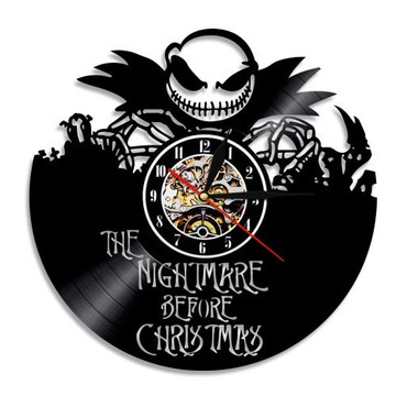 外貿跨境黑膠時鐘 圣誕夜驚魂唱片掛鐘 創意復古懷舊家居室內裝飾
