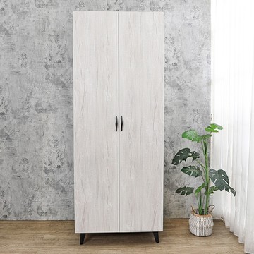 Boden-哈爾2.5尺工業風二門收納衣櫃(單吊桿+收納層格)-76x59x202cm