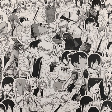🌟精選免運🌟手帳漫畫電次帕瓦小紅瑪奇瑪日漫電鋸人鏈鋸人黑白素材貼紙02