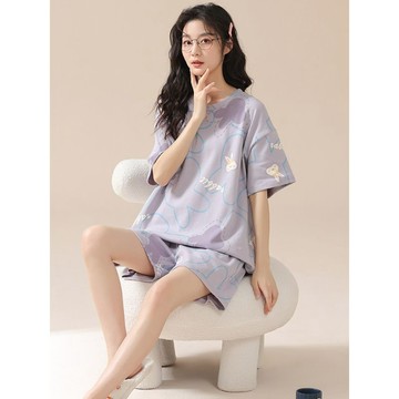 🥇臺北店/免運🥇睡衣夏季女款帶胸墊純棉短袖短褲卡通全棉可外穿家居服新款兩件套RT8EA