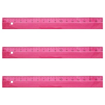 Raymay 藤井 細長直尺 17cm 粉色 - 輕巧便攜 刻度清晰  3支