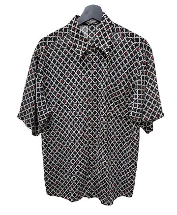 有禮貌穿搭日本古著 雪紡 復古印花圖騰 金屬鈕釦 短襯